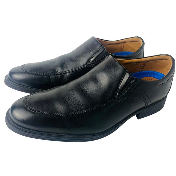 Clarks Collection Men's Slip On Loafers Dress Shoes Black Leather US Size 8M